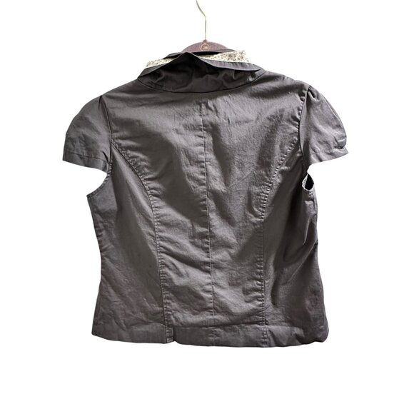 π 2/$30 π Vintage Button-Up Short Sleeve Blazer Jacket Floral Collar & Pockets - Picture 8 of 10